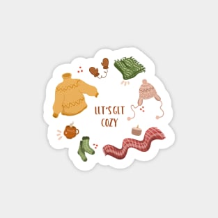 Let's get cozy, cute winter illustration Sticker